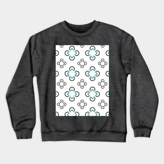 Modern Design White Background Black Blue Diamond Clover Negative Space Simple Print Pattern Mid Mod New School Home Decor Crewneck Sweatshirt by Shayna